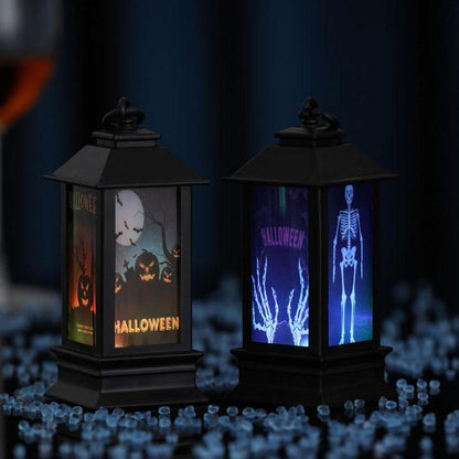 Halloween Leuchtende Öllampe Ornament Skelett Kürbis Dekorative Batterie Tischlampe