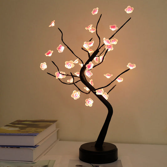 Bonsai Baumlicht Pflaumenblütenlicht Fernbedienung Kleine LED Tischlampen