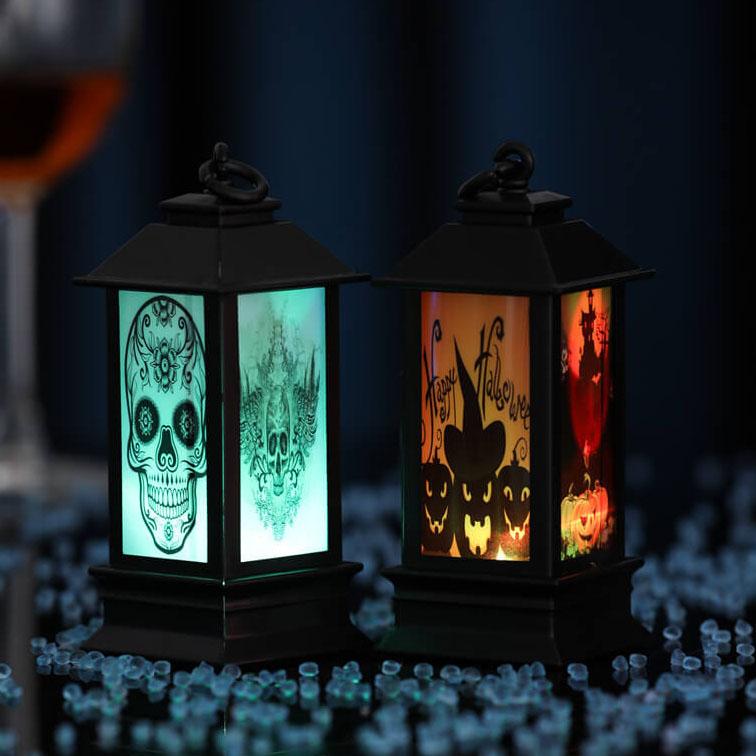 Halloween Leuchtende Öllampe Ornament Skelett Kürbis Dekorative Batterie Tischlampe