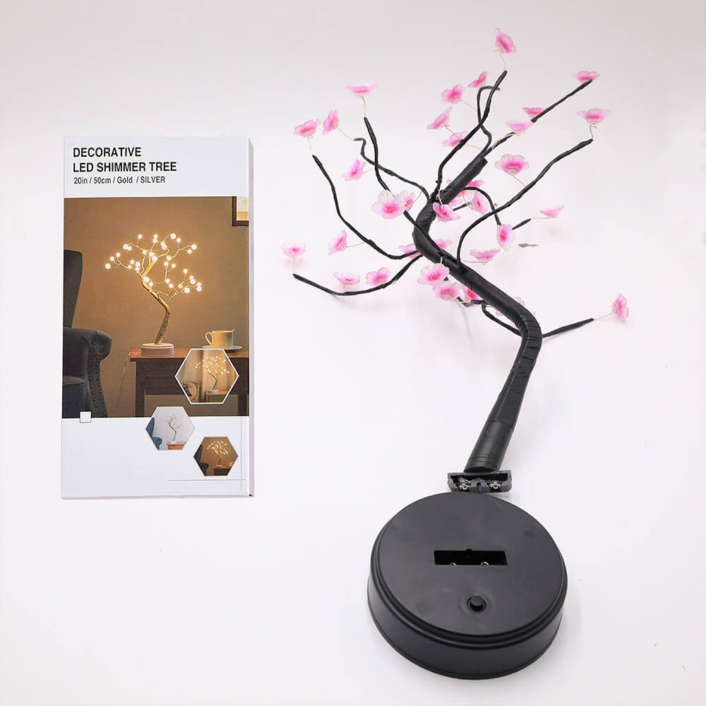 Bonsai Baumlicht Pflaumenblütenlicht Fernbedienung Kleine LED Tischlampen