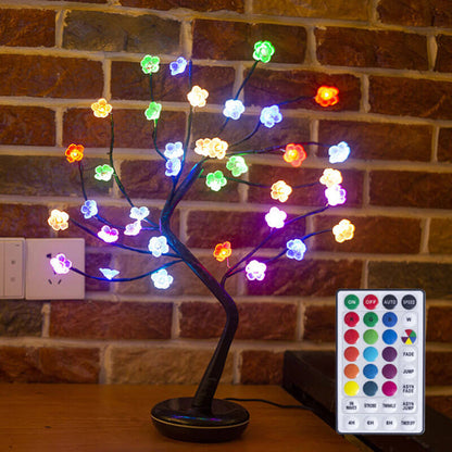 Bonsai Baumlicht Pflaumenblütenlicht Fernbedienung Kleine LED Tischlampen