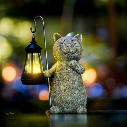 Solar LED Statue Katze - Wasserdicht für Gartenbeleuchtung