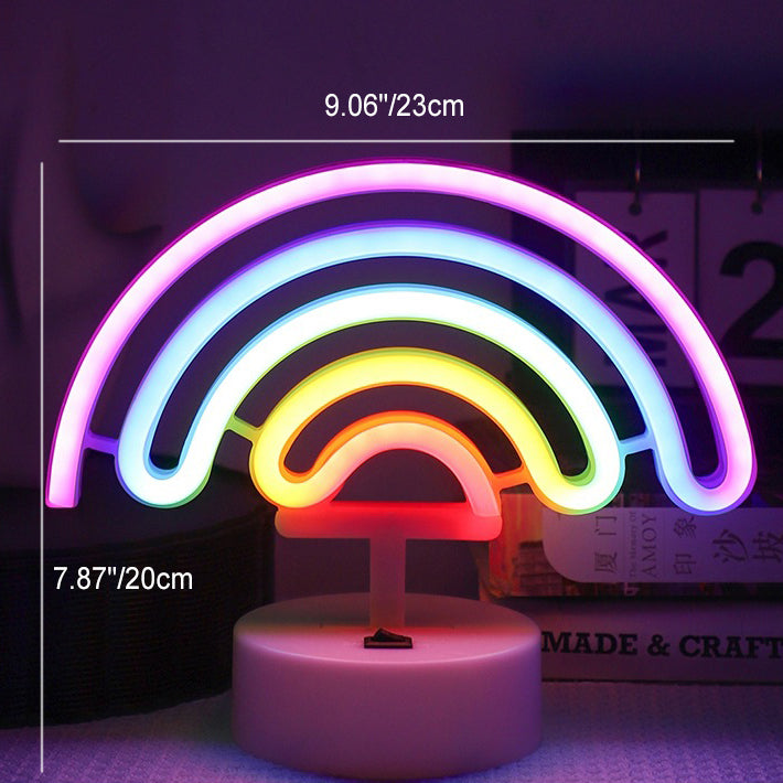 Zeitgenössische Kreative Regenbogen-Einhorn Kunststoff Acryl LED Tischlampe für das Schlafzimmer