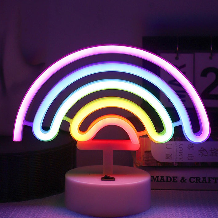 Zeitgenössische Kreative Regenbogen-Einhorn Kunststoff AcryLED Tischlampe Für Schlafzimmer