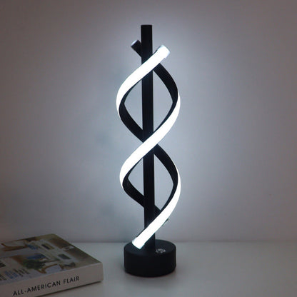 Zeitgenössische nordische Dualspiral-Wickeleisen-Streifen-LED-Tischlampe für das Schlafzimmer