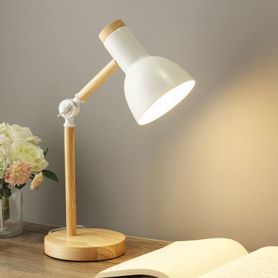 Moderne Minimalistische Macaron Runde Horn Holz Eisen 1-Licht Tischlampe Für Schlafzimmer