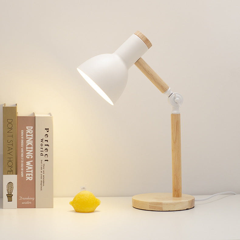 Moderne Minimalistische Einfarbige Rotierbare Holz-Eisen 1-Licht Tischlampe