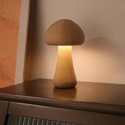 Zeitgenössische kreative USB-Pilz Holz LED Tischlampe für das Schlafzimmer