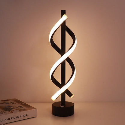 Zeitgenössische nordische Dualspiral-Wickeleisen-Streifen-LED-Tischlampe für das Schlafzimmer