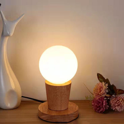 Moderne skandinavische Orb-Glas Holz 1-Licht Tischlampe für das Schlafzimmer