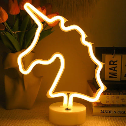 Zeitgenössische Kreative Regenbogen-Einhorn Kunststoff AcryLED Tischlampe Für Schlafzimmer