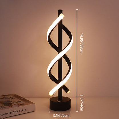 Zeitgenössische nordische doppelte Spiral-Wickel-Eisenstreifen LED-Tischlampe für das Schlafzimmer