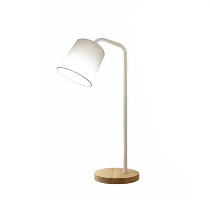 Einfache Stoffkegel-Schirm Holzsockel 1-Lampe Tischlampe