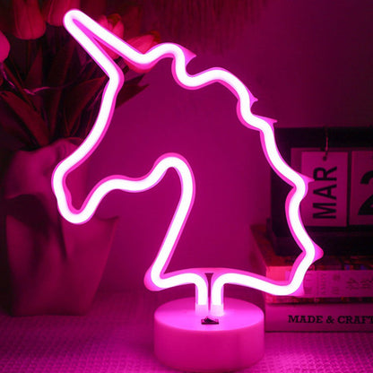 Zeitgenössische Kreative Regenbogen-Einhorn Kunststoff Acryl LED Tischlampe für das Schlafzimmer