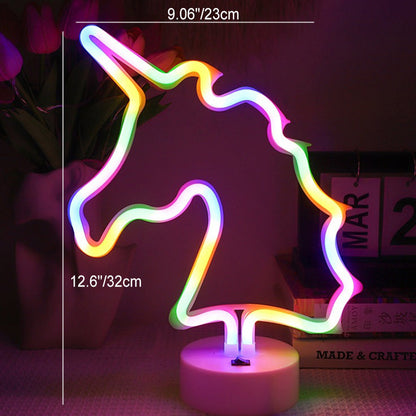 Zeitgenössische Kreative Regenbogen-Einhorn Kunststoff Acryl LED Tischlampe für das Schlafzimmer