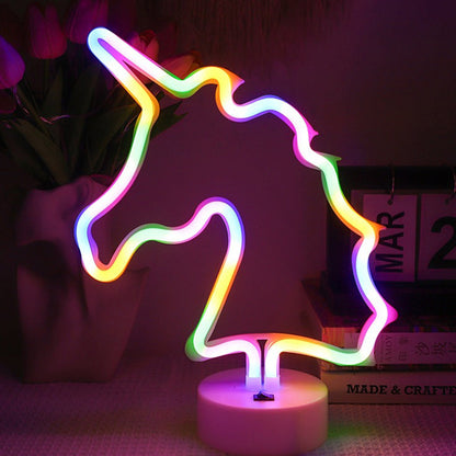 Zeitgenössische Kreative Regenbogen-Einhorn Kunststoff Acryl LED Tischlampe für das Schlafzimmer