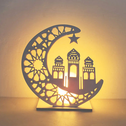 Eid Kreative Mond Holz LED Nachtlicht Dekorative Tischlampe