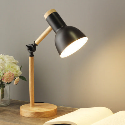 Moderne Minimalistische Macaron Runde Horn Holz Eisen 1-Licht Tischlampe Für Schlafzimmer