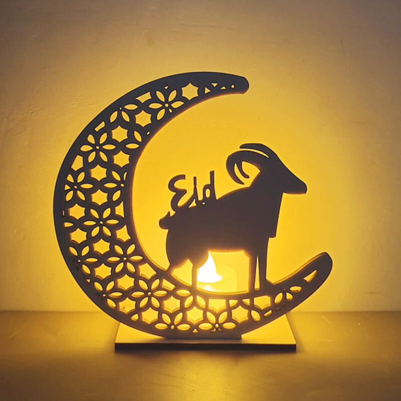 Eid Kreative Mond Holz LED Nachtlicht Dekorative Tischlampe