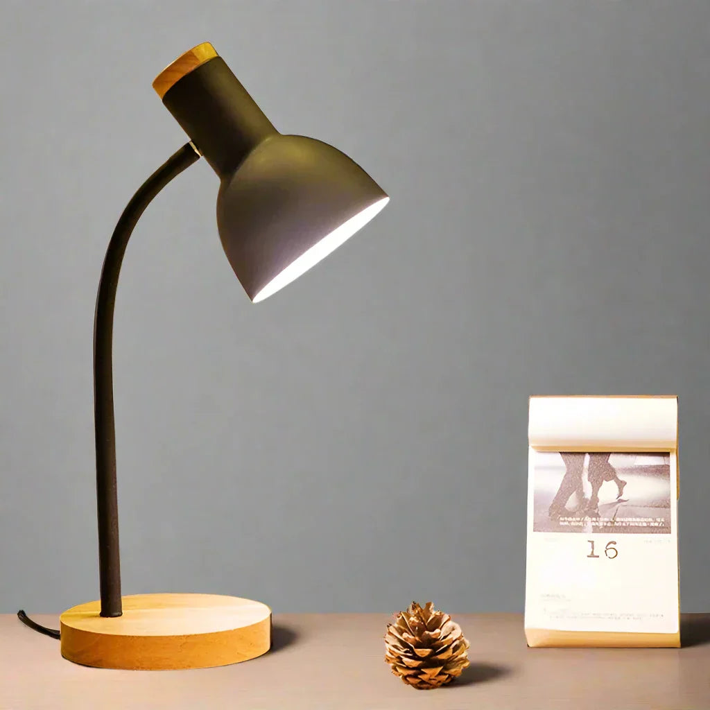 Herbst- und Winterbeleuchtung | Nordic Kreative Holzkunst Eisen LED Schreibtischlampe - Moxie