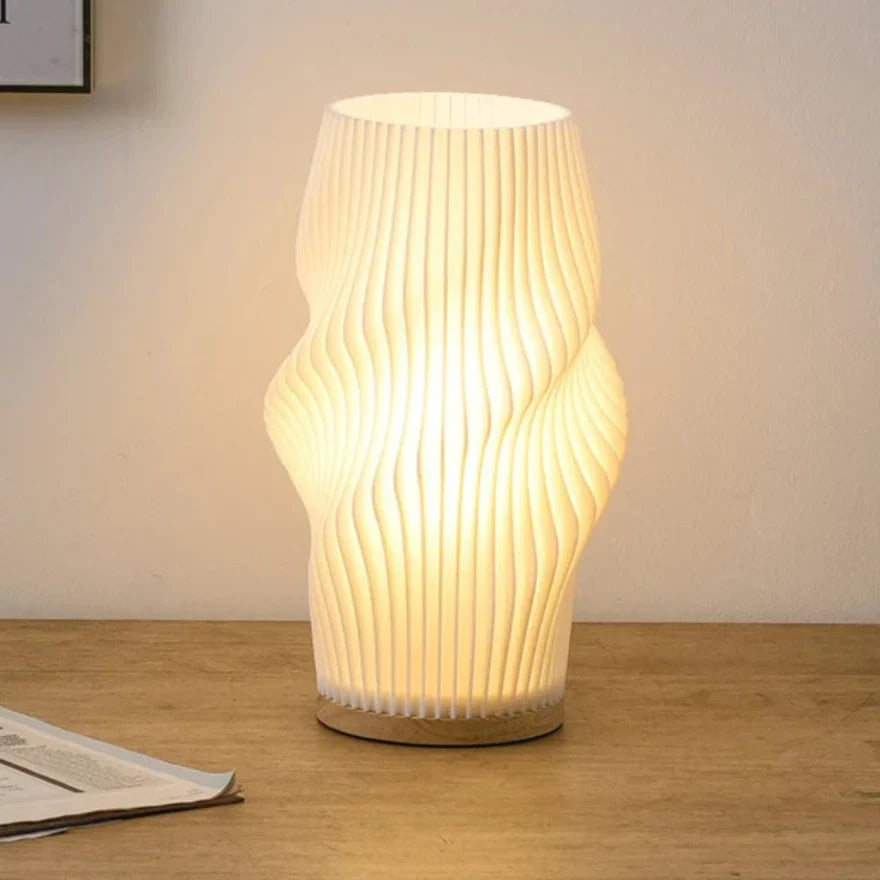 3D Gefaltete Tischlampe | Creme Stil Stimmungsbeleuchtung | Elegante Nachtlampe & Studylampe für Gemütliche Atmosphäre - Bricia