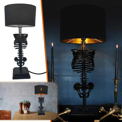 Handgefertigte Gothic Skelett Tischlampe