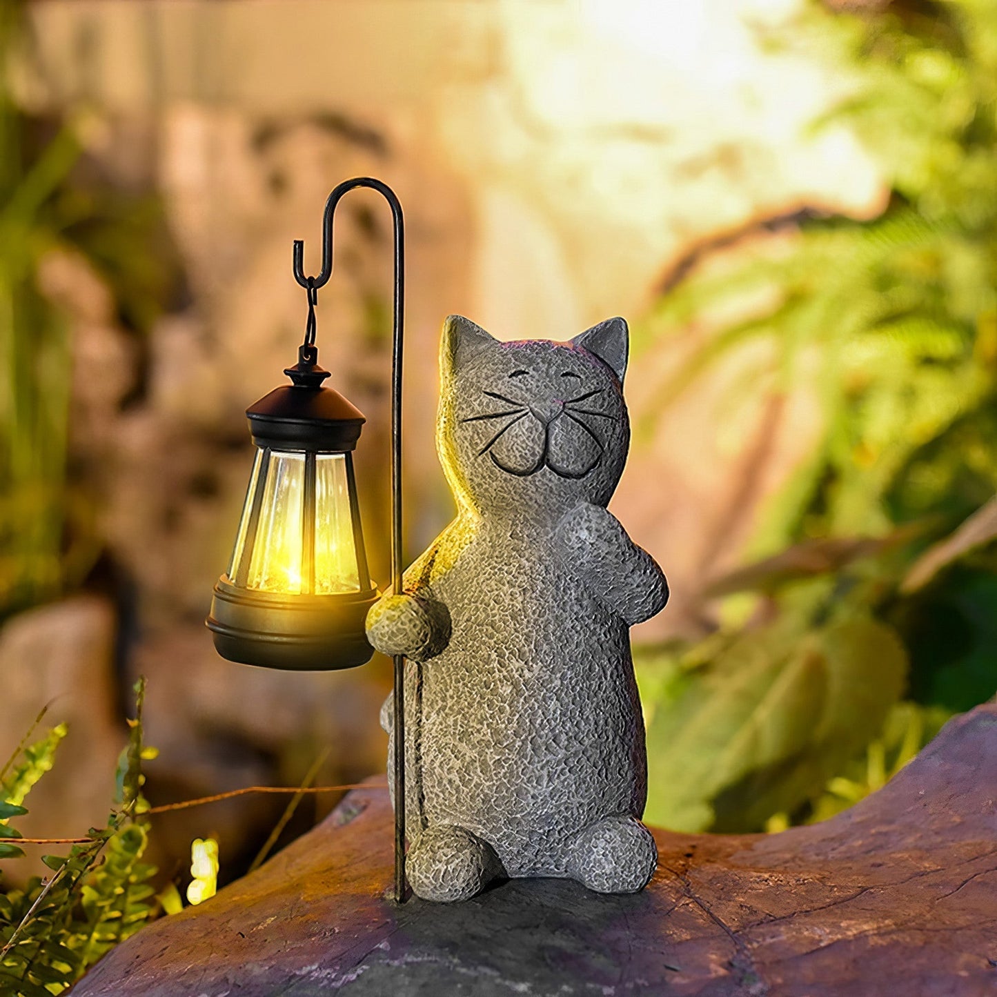 Solar LED Statue Katze - Wasserdicht für Gartenbeleuchtung