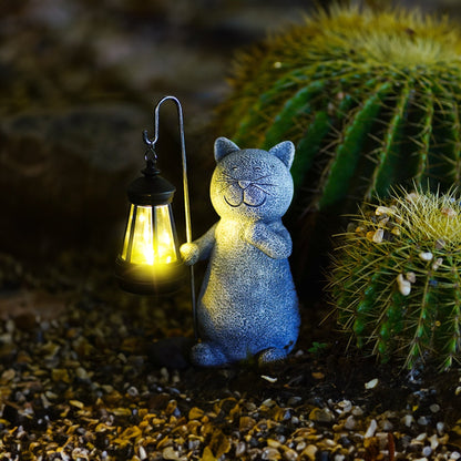 Solar LED Statue Katze - Wasserdicht für Gartenbeleuchtung