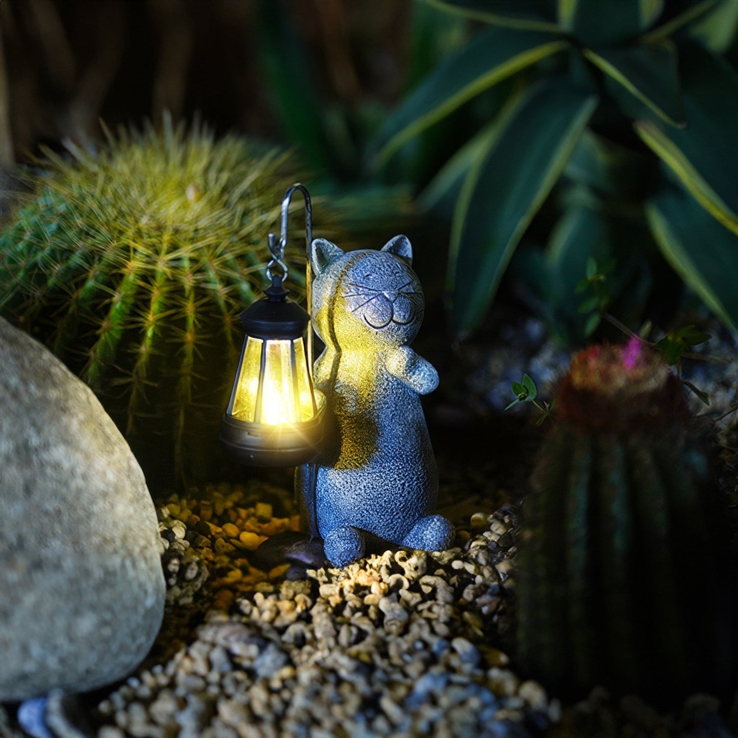 Solar LED Statue Katze - Wasserdicht für Gartenbeleuchtung