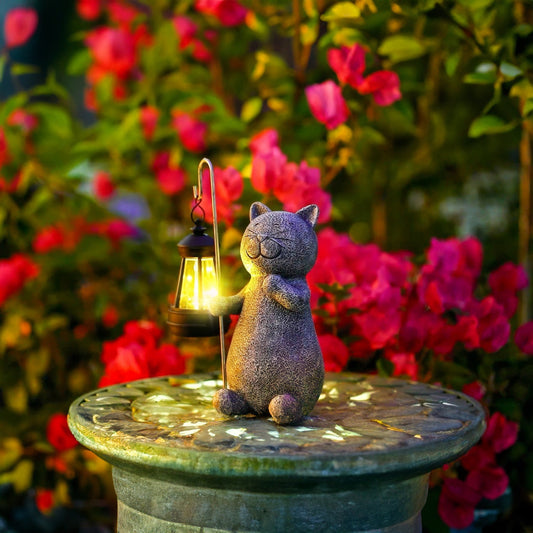 Solar LED Statue Katze - Wasserdicht für Gartenbeleuchtung