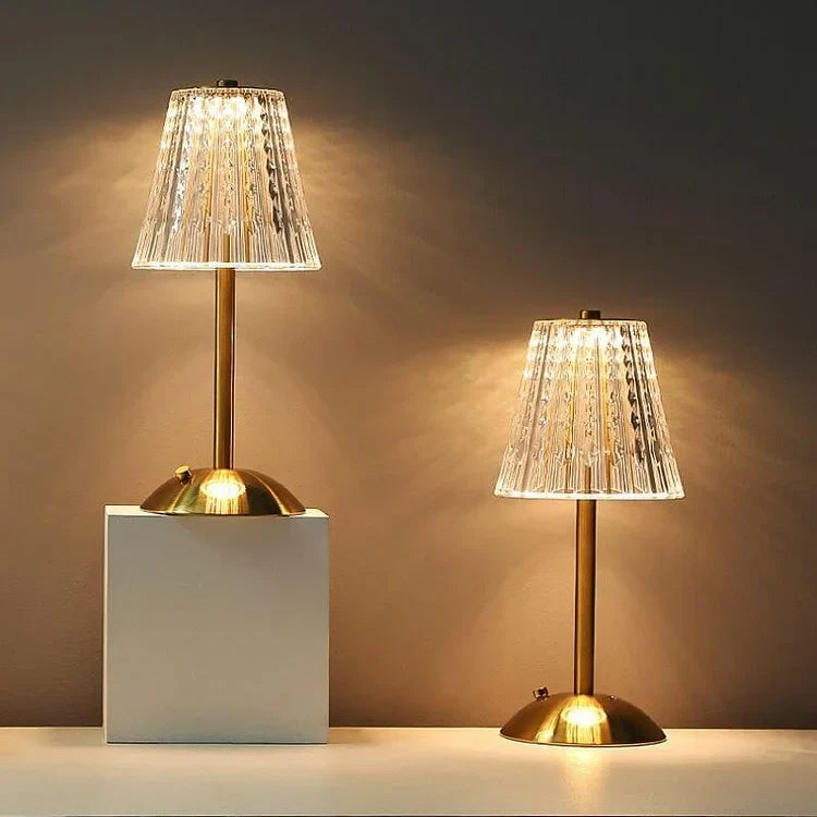 Vintage Goldene Kristall Tischlampe - AtmosGlow