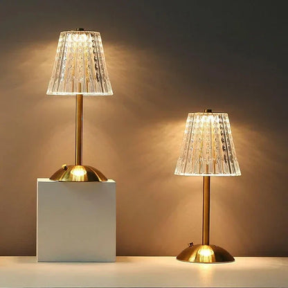 Vintage Goldene Kristall Tischlampe - AtmosGlow