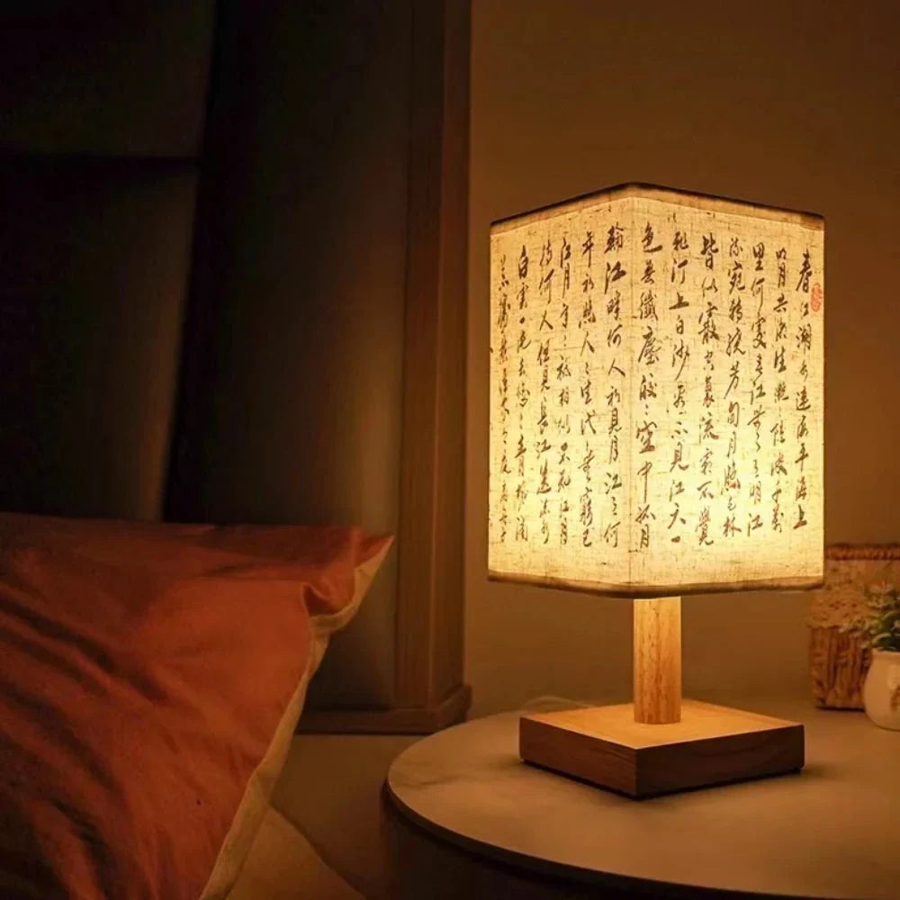 Chinesischer Stil Holz Kalligrafie Lampe