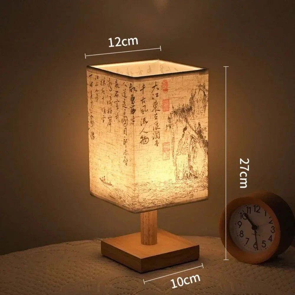 Chinesischer Stil Holz Kalligrafie Lampe