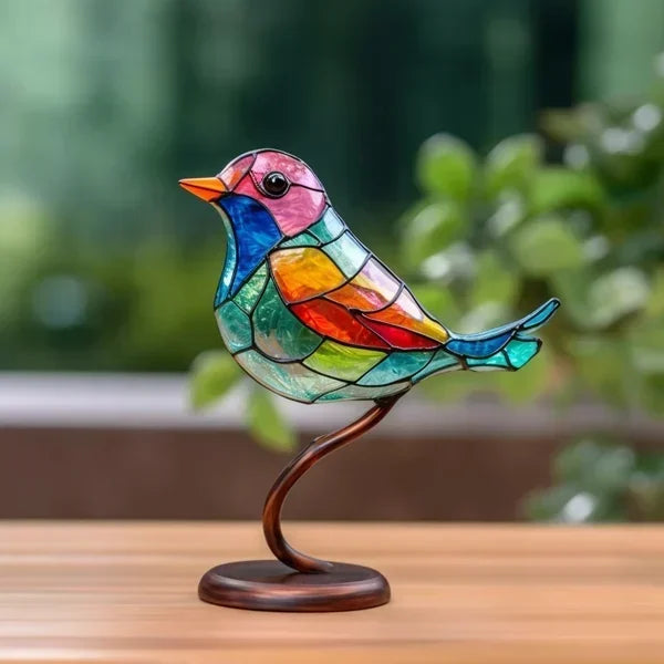 Elegante Vögel Aus Buntglas Für Stilvolles Interieur 15x25cm