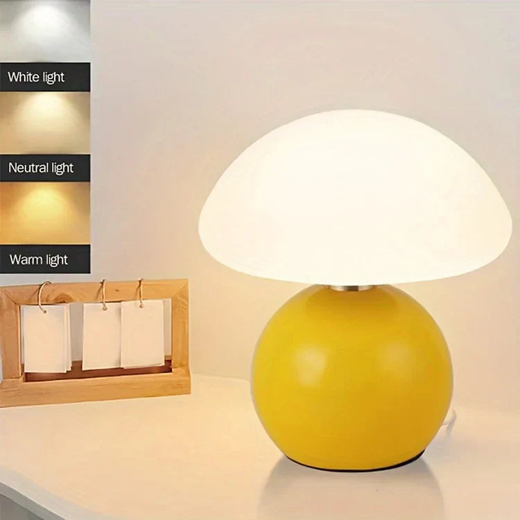 Creme Pilz Lampe LED Dimmbar 20cm Bauhaus Stil