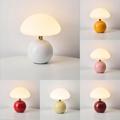 Creme Pilz Lampe LED Dimmbar 20cm Bauhaus Stil