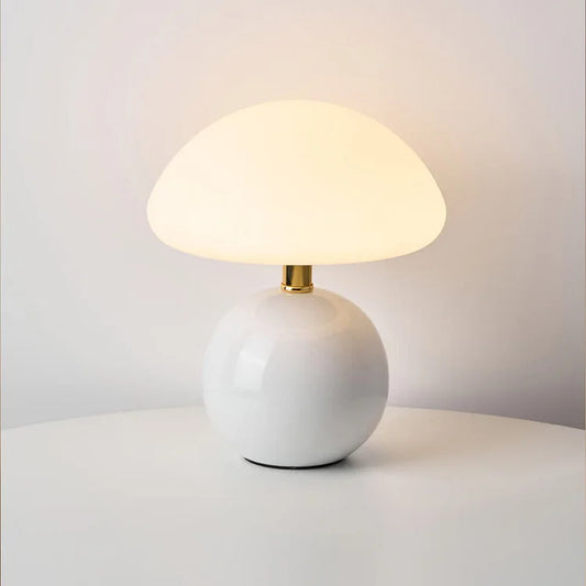 Creme Pilz Lampe LED Dimmbar 20cm Bauhaus Stil