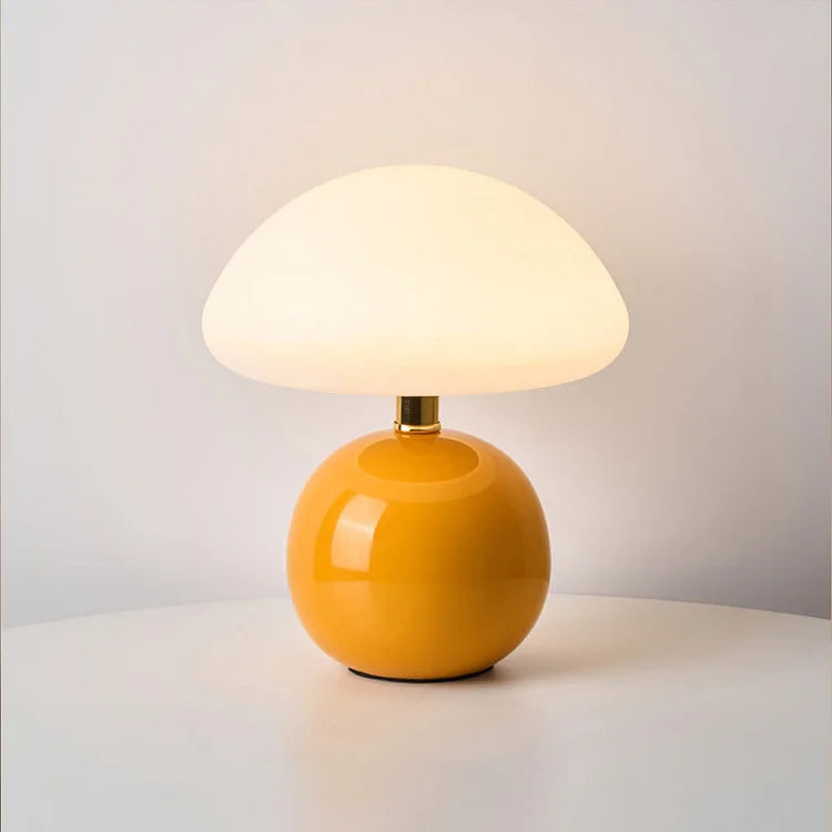 Creme Pilz Lampe LED Dimmbar 20cm Bauhaus Stil