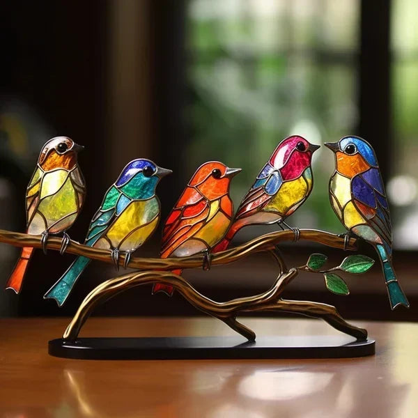 Elegante Vögel Aus Buntglas Für Stilvolles Interieur 15x25cm