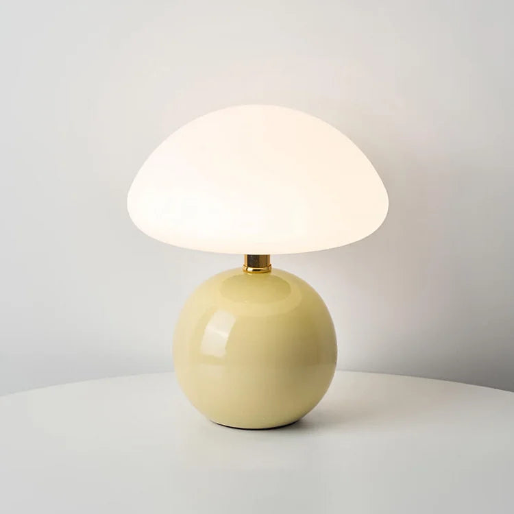 Creme Pilz Lampe LED Dimmbar 20cm Bauhaus Stil