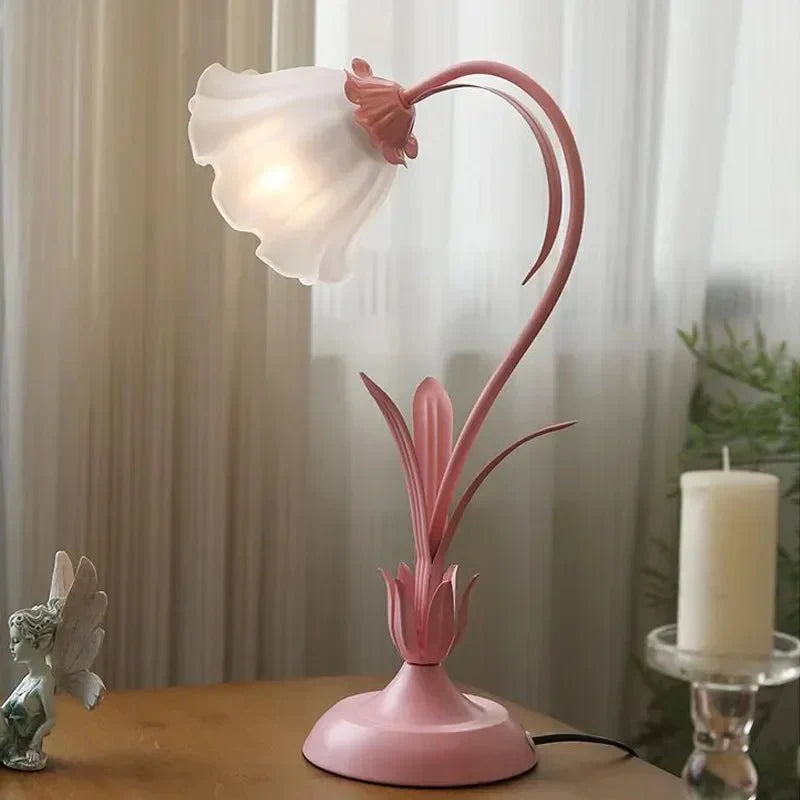 Französische Retro-Stil Blumen Schreibtischlampe