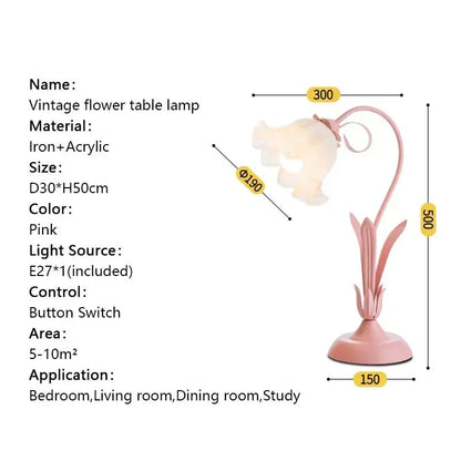 Französische Retro-Stil Blumen Schreibtischlampe