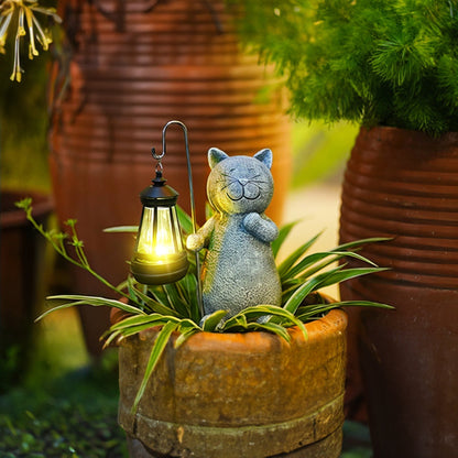 Solar LED Statue Katze - Wasserdicht für Gartenbeleuchtung