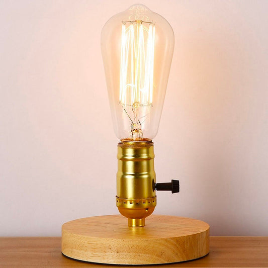 Edison Holz Nachttischlampe