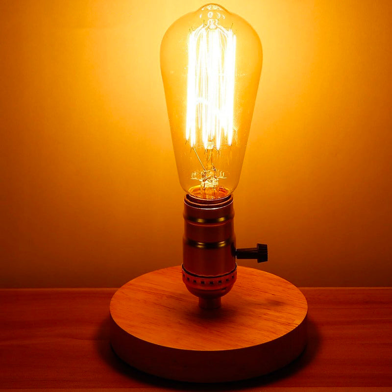 Edison Holz Nachttischlampe