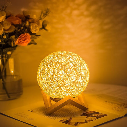 Rattan-Mond-Nachtlampe