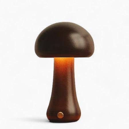 Mushglow Wireless Mushroom Tischlampe | Holz & Schaum, Helligkeitsanpassung, USB, Wiederaufladbar