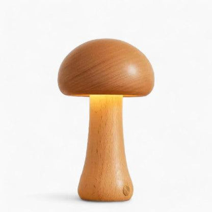 Mushglow Wireless Mushroom Tischlampe | Holz & Schaum, Helligkeitsanpassung, USB, Wiederaufladbar