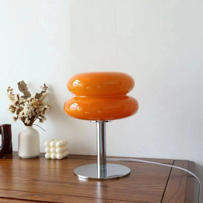 Retro Macaron Tischlampe aus farbigem Glas